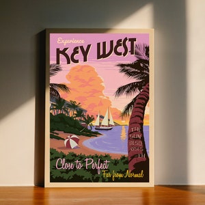 Key West Florida vintage reizen canvas poster, kunst aan de muur decor, woondecoratie, geen lijst