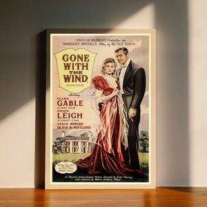 Autant en emporte le vent (1939), affiche de film vintage sur toile, art mural, décoration d&#39;intérieur, sans cadre