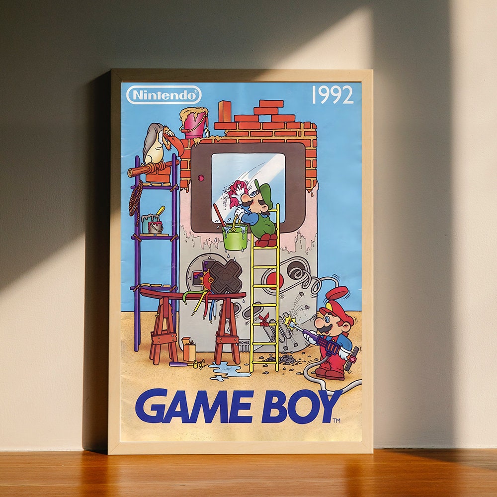 Vintage Nintendo Game Boy Mario & Luigi Canvas Poster, Wall Art