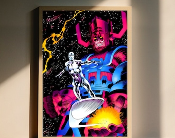 Affiche vintage sur toile de bande dessinée Galactus Silver Surfer Hand, décoration d'art mural, décoration d'intérieur, sans cadre