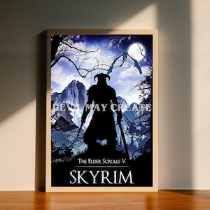 Skyrim Elder Schriftrollen Minimalistische Leinwand Poster, Wand Kunst Dekor, ohne Rahmen