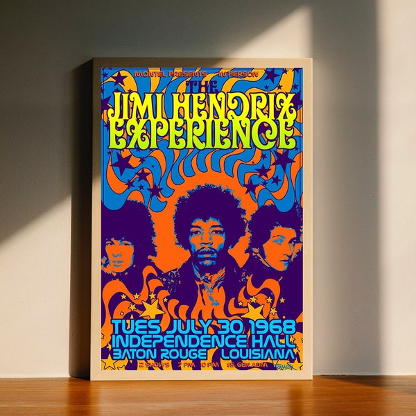 Jimi Hendrix 1968, affiche sur toile, décoration d'art mural, décoration d'intérieur, sans cadre