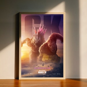 Pôster em tela do filme G0dzilla x Kong The New Empire 2024, decoração de parede, decoração de casa, sem moldura