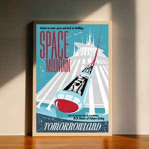 Pôster em tela retrô da Space Mountain Tomorrowland Disneyland, decoração de parede, decoração para casa, sem moldura