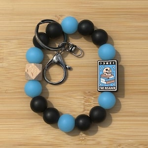 Tarot Reader Moon Phases Glow In The Dark Aromatherapy Wristlet Silicone Bead Keychain