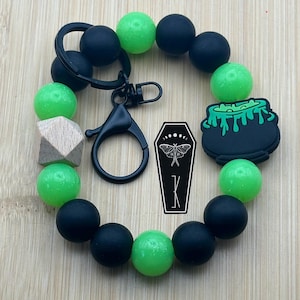 Witches Brew Cauldron Aromatherapy Wristlet Silicone Bead Keychain