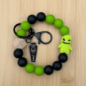 Halloween, Green Monster, Aromatherapy, Silicone Bead, Keychain, Wristlet