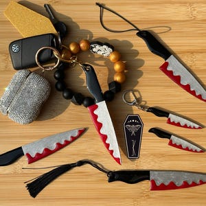 Halloween Knife Resin Aromatherapy Diffuser Keychain Car Charm Handmade