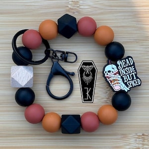 Coffee Skull Pumpkin Aromatherapy Wristlet Silicone Bead Keychain