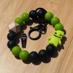 Halloween, Green Monster, Aromatherapy, Silicone Bead, Keychain, Wristlet