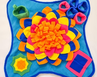 dog snuffle mat, foraging toy, foraging mat, snuffle toy, pet snuffle mat, slow feeding mat, interactive pet mat, fudge and co