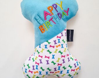 dog birthday gift, gift for dog, dog gift, dog toy, dog bone toy, squeaker toy, dog squeaker toy, bone toy, birthday gift dog, fudge and co