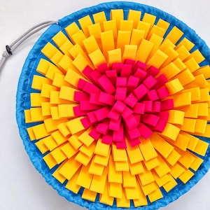 interactive dog toy, foraging mat, pet snuffle mat, snuffle mat, dog puzzle toy, dog toy, interactive dog puzzle, slow feeder, fudge and co