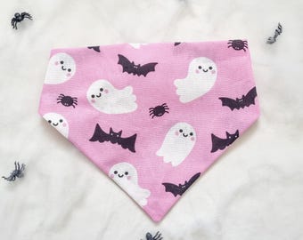cute spooky halloween bandana, dog bandana, halloween, dog bandana, scrunchie dog bandana, elastic dog bandana, fudge and co.