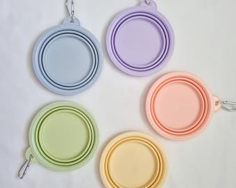 silicone collapsible travel pet bowl with carabiner