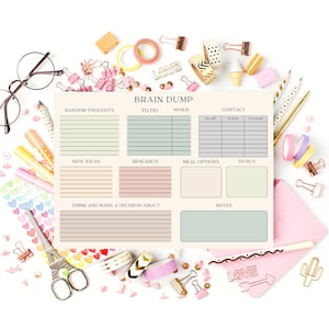 Efficient Brain Dump Planner: Declutter Your Mind and Stay Organized&quot;, brain dump printable