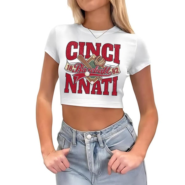 Cincinnati Baseball Crop Top, Cincinnati Baseball Shirts, Cincinnati Shirts