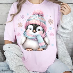 Vinter png, pingvin png, snöflingor png, vintersublimering, trendig png, sublimeringsdesign, t-shirtdesign, tröja png bild 3