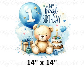 My First Birthday Png, Birthday Png, Kids Png, Baby Boy Png, Children Png, 1st Birthday Png, Teddy Bear Png, T-Shirt Design, Sweatshirt Png