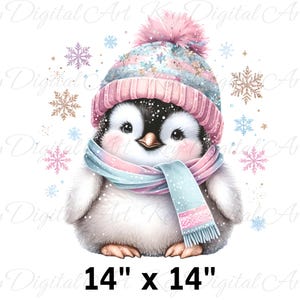 Vinter png, pingvin png, snöflingor png, vintersublimering, trendig png, sublimeringsdesign, t-shirtdesign, tröja png bild 4