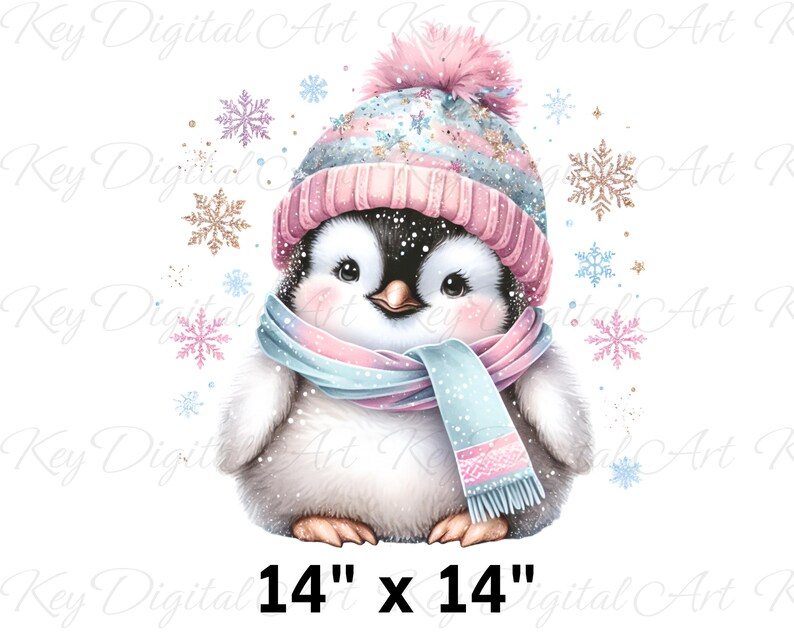 Vinter png, pingvin png, snöflingor png, vintersublimering, trendig png, sublimeringsdesign, t-shirtdesign, tröja png bild 4