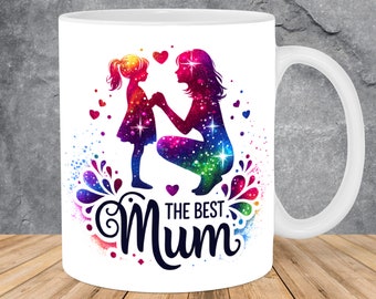 The Best Mum Mother And Daughter Mug Wrap 11oz & 15oz Mug Template, Mug Sublimation Design Mug Wrap Template PNG Instant Digital Download