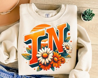 TN Png, Tennessee Png, Flowers Png, Daisies Png, Vintage Png, Tennessee Sublimation, Sublimation Design, T-Shirt Design, Sweatshirt Png