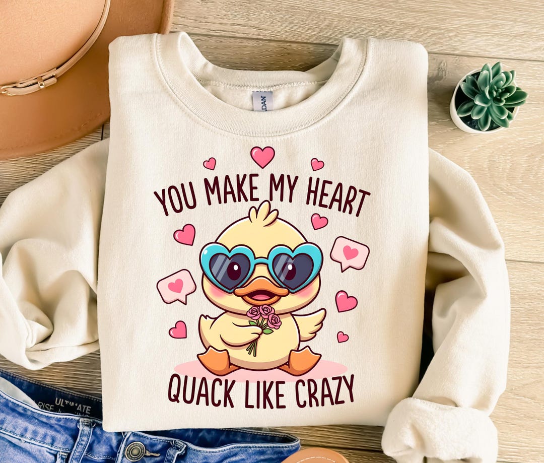 Quack Heart Notes You Make My Heart Quack Like Crazy Png, Love Hearts Png, Duck ...