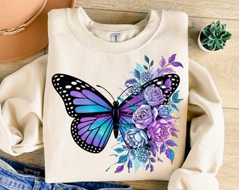 Watercolor Butterfly Floral Shirt PNG | Vintage Sublimation Design