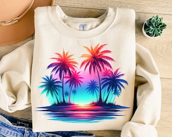 Neon Beach Png, Palm Trees Png, Sublimazione al neon, Sublimazione della spiaggia, Png alla moda, Design di sublimazione, Design di t-shirt, Felpa Png