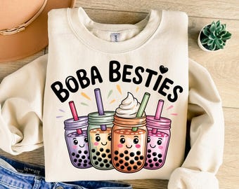 Boba Besties Png, Bubble Tea Png, Friends Png, Boba Besties Sublimation, Trendy Png, Sublimation Design, T-Shirt Design, Sweatshirt Png