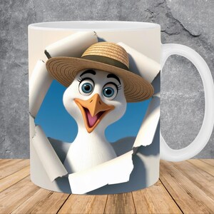 3D Seagull Hole In A Wall Mug Wrap 11oz & 15oz Mug Template, Bird Mug Sublimation Design Mug Wrap Template PNG Instant Digital Download