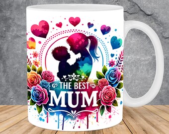 The Best Mum Mother And Son Mug Wrap 11oz & 15oz Mug Template, Mug Sublimation Design Mug Wrap Template PNG Instant Digital Download