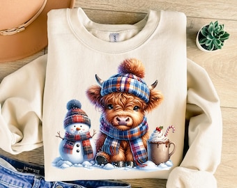 Winter Png, Hot Chocolate Png, Highland Cow Png, Snowman Sublimation, Trendy Png, Sublimation Design, T-Shirt Design, Sweatshirt Png