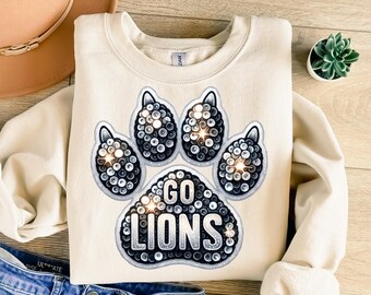 Go Lions Png, Sequins Png, Lions Png, Glitter Png, Sports Png, Mascot Png, Trendy Png, Sublimation Design, T-Shirt Design, Sweatshirt Png
