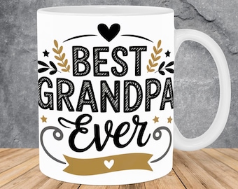 Best Grandpa Ever Mug Wrap 11oz & 15oz Mug Template, Grandfather Mug Sublimation Design Mug Wrap Template PNG Instant Digital Download