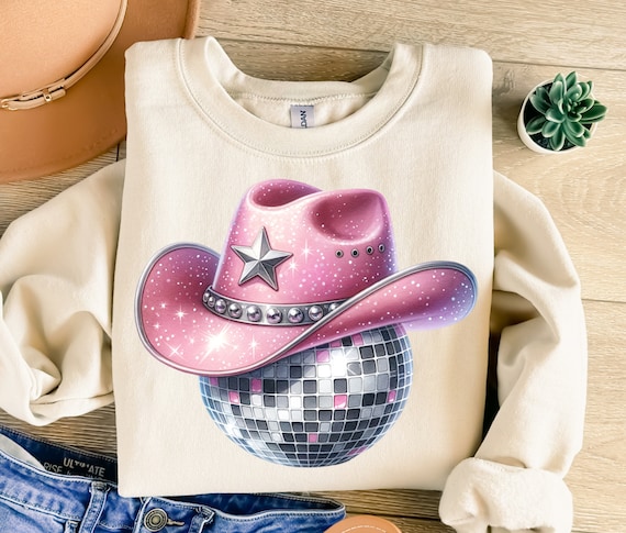 Cowgirl Png, Cowgirl Hat Png, Disco Ball Png, Girly Sublimation, Western Png, Trendy Png, Sublimation Design, T-Shirt Design, Sweatshirt Png