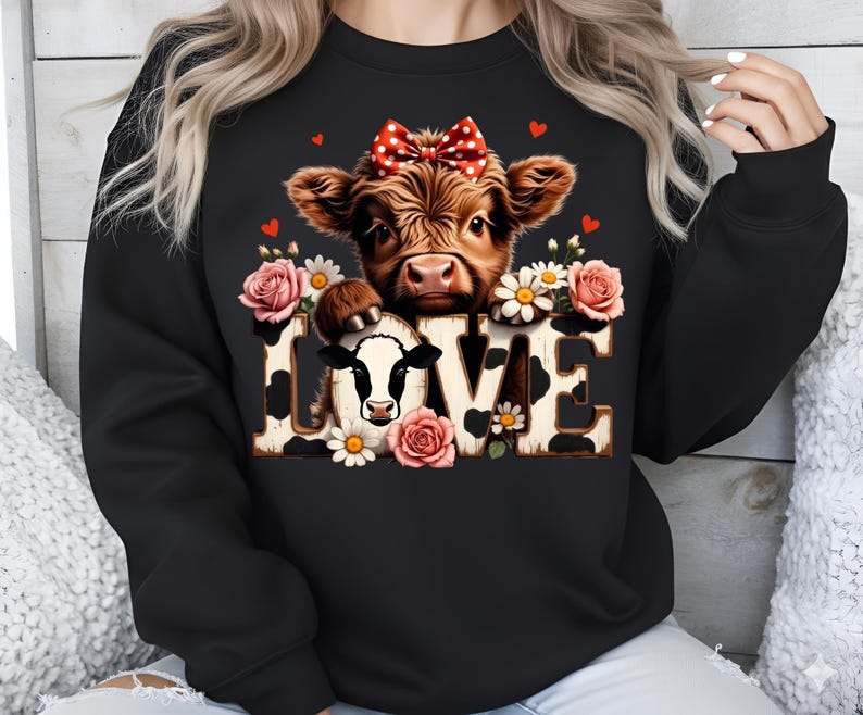 Cow Wearing Roses Highland Cow Png, Love Png, Roses Png, Flowers Png, Highland Cow ...