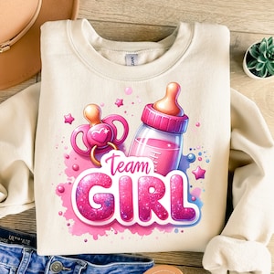 Team Girl Png, Baby Girl Png, Kids Png, Pink Glitter Png, Pacifier Png, Feeding Bottle Png, Girl Png, T-Shirt Design, Sweatshirt Png