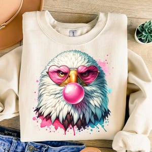 Eagle Png, Eagle Blowing Bubble Gum Png, Watercolor Png, Retro Png, Trendy Png, Sublimation Design, T-Shirt Design, Sweatshirt Png