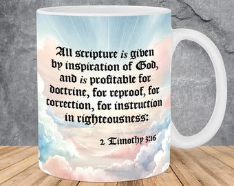 King James Bible Verse Mug Wrap 11oz & 15oz Mug Template, The Lord Jesus Christ, Scripture Png, KJV Verse Png, Christian Mug Sublimation Png