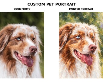 1 Pet Portrait Painting, Custom Pet Portrait from Photo, Digital Pet Painting