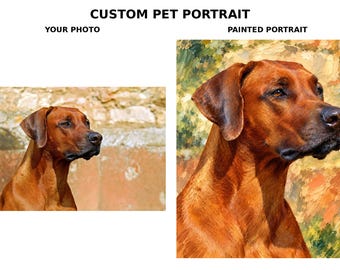 4 Pets Portrait Painting, Custom Pet Portrait from Photo, Digital Pet Painting