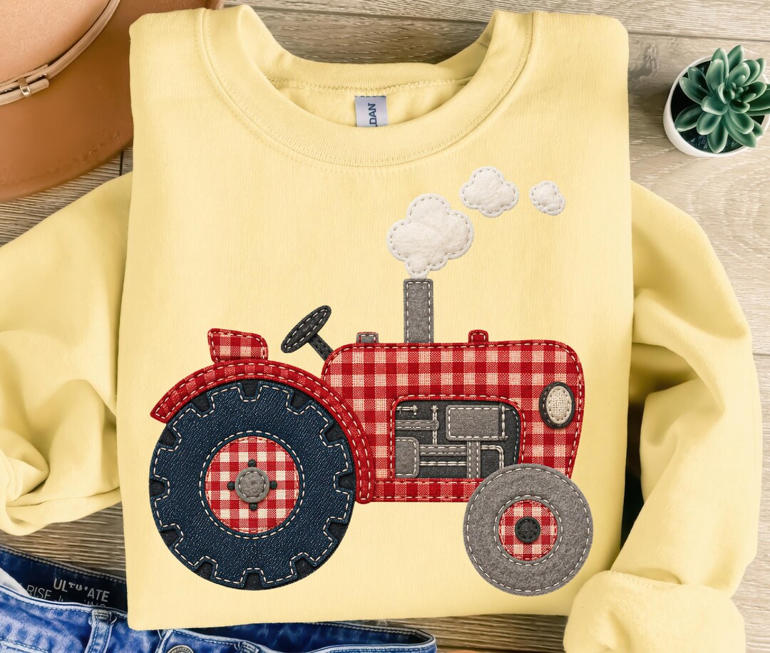 Checkerd Farm Pattern Tractor PNG, Farm PNG, Sewing Png, Patchwork Png, Quilted Png, Vintage ...