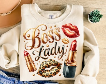 Boss Lady Png, Lipstick Png, Kisses Png, Glitter Png, Boss Lady Sublimation, Lady Sublimation, Lady Png, T-Shirt Design, Sweatshirt Png