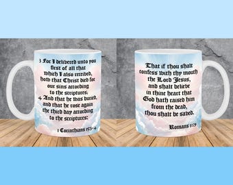 Gospel, King James Bible Verses Mug Wrap 11oz & 15oz Mug Template, The Lord Jesus Christ, Scriptures Png, Christian Mug Sublimation Png
