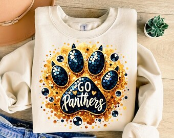 Go Panthers Png, Sequins Png, Sports Png, Panthers Png, Glitter Png, Team Mascot Png, Sublimation Design, T-Shirt Design, Sweatshirt Png