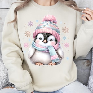 Vinter png, pingvin png, snöflingor png, vintersublimering, trendig png, sublimeringsdesign, t-shirtdesign, tröja png bild 2