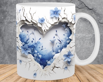 3D Spring Landscape Hole In A Wall Mug Wrap 11oz & 15oz Mug Template, Mug Sublimation Design Mug Wrap Template PNG Instant Digital Download
