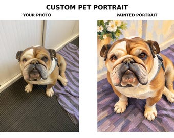 3 Pets Portrait Painting, Custom Pet Portrait from Photo, Digital Pet Painting
